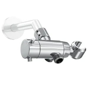 All Metal 3-Way Shower Arm Diverter with Holder For Dual Shower Heads