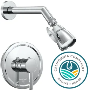 All Metal 2-Inch Low Flow Shower Head Set - Complete Shower System with Valve and Trim, 1.75 GPM