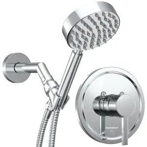 All Metal Handheld Shower Head Set - Complete Shower System with Valve and Trim, 2.5 GPM