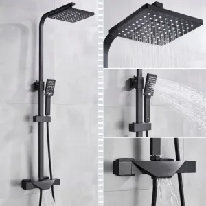 Colonne de Douche avec Robinet Baignoire Noir